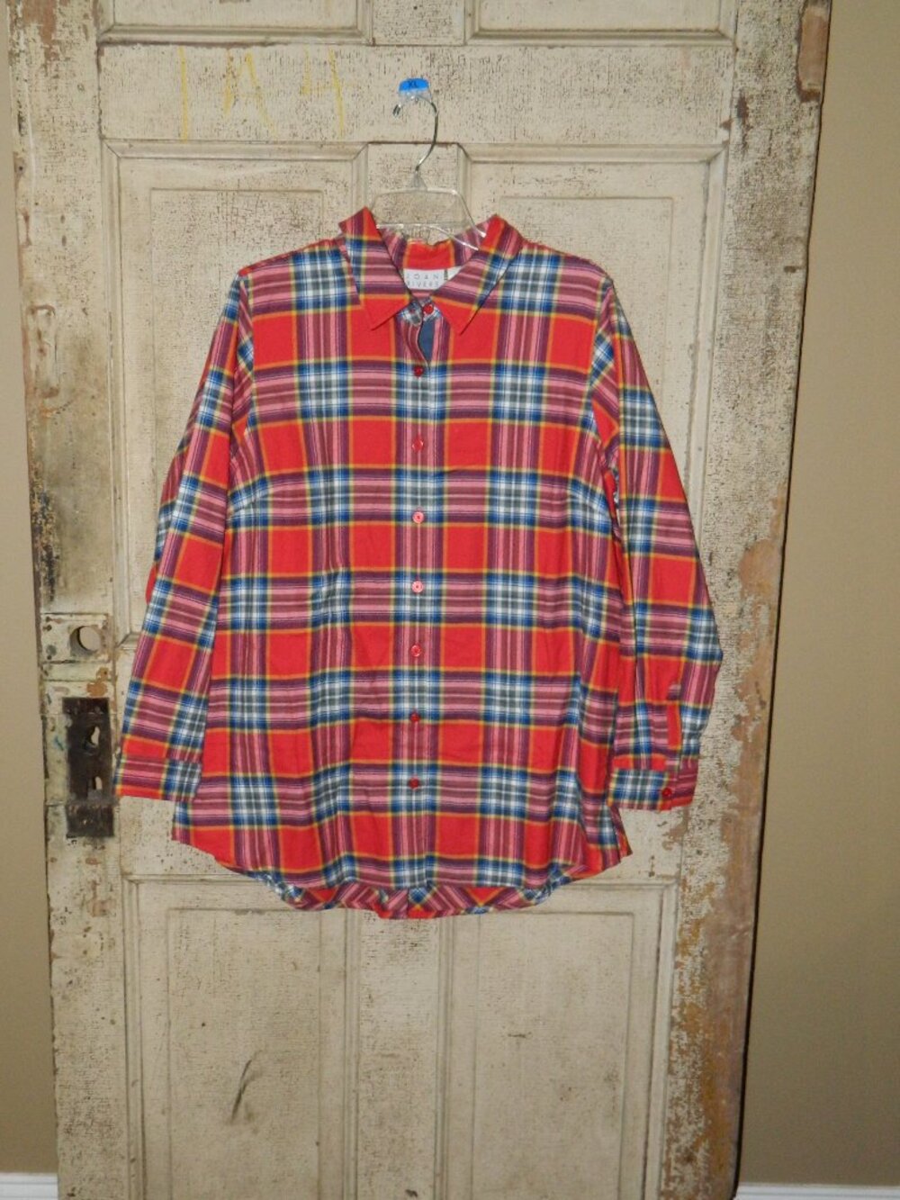 Joan Rivers Flannel Button Front Shirt Shacket Sz L (YY-1)